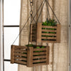 Wood Crate Planters Set/2 with Natural Wood Finish