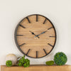 Natural Wood Wall Clock Metal Trim