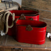 Metal Buckets S/2 with Hinged Handle and Wood Dowel