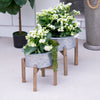 Metal And Wood Planters S/2 with Antique Finish