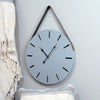 Gray Wood Wall Clock with Leather Strap