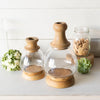Jars Set/2 Natural Glass And Wood