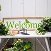 Metal And Wood Sign "Welcome" with Solid Wood Frame