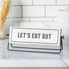 Let Eat Out" Stay Home Swivel Sign Wood