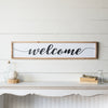 Welcome" Natural Wood Sign White